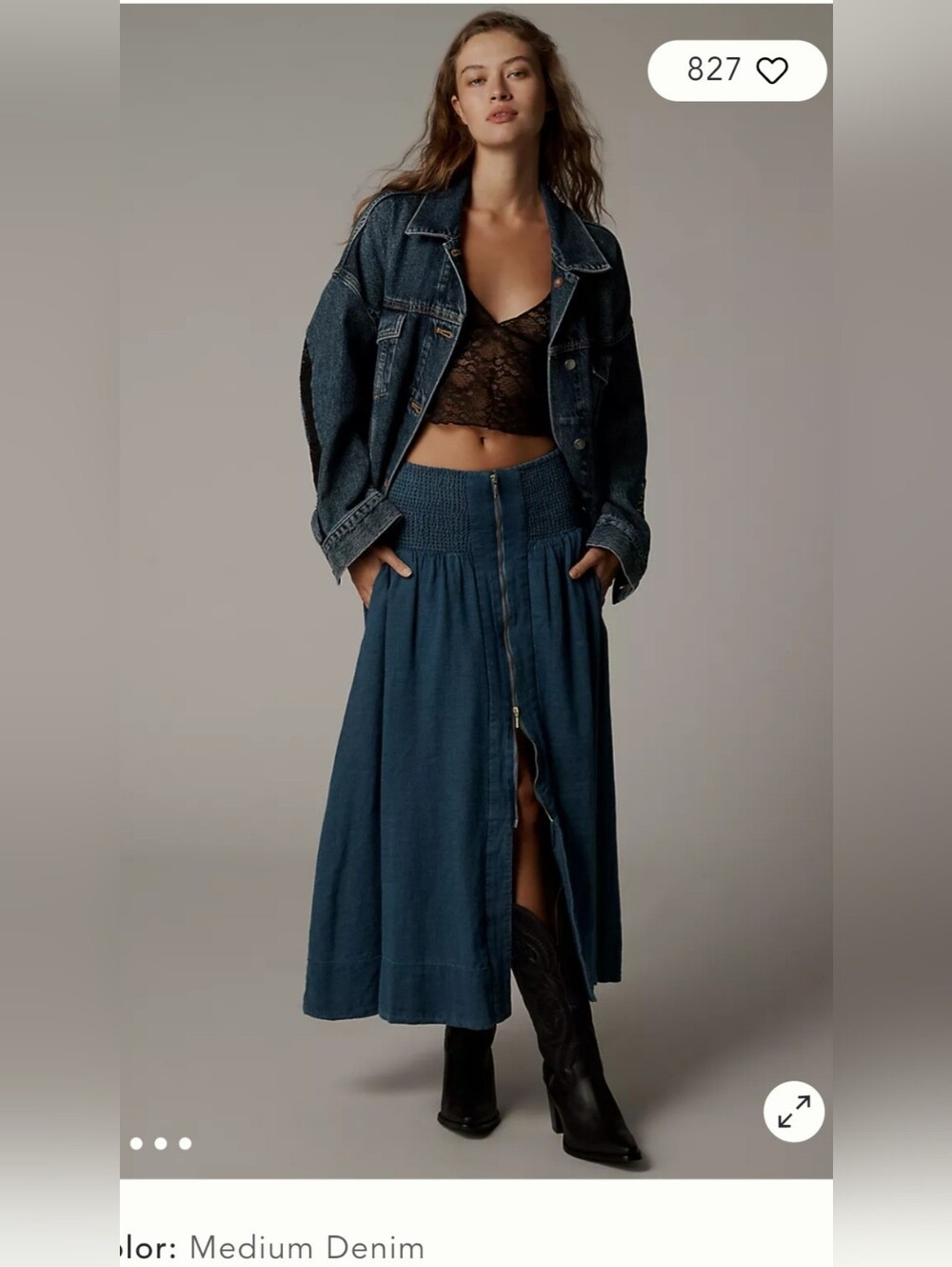 Maeve Tommie Zip-Front Midi Skirt
